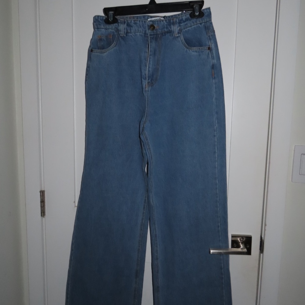 Princess Polly Blue Flare Wide Leg Jeans